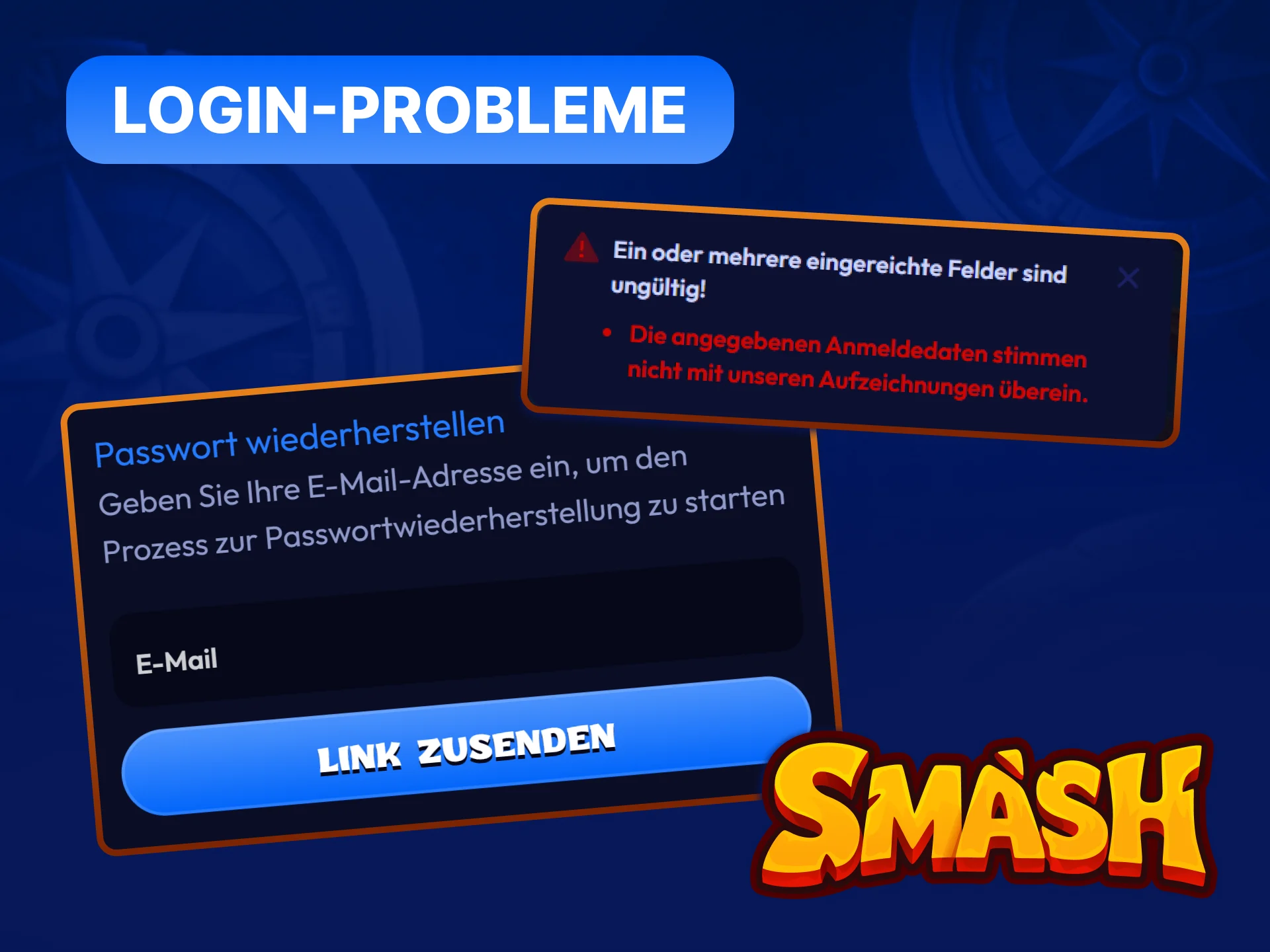 Erfahren Sie, wie Sie häufige Probleme beim Einloggen in Ihr Smash Casino-Konto beheben können.