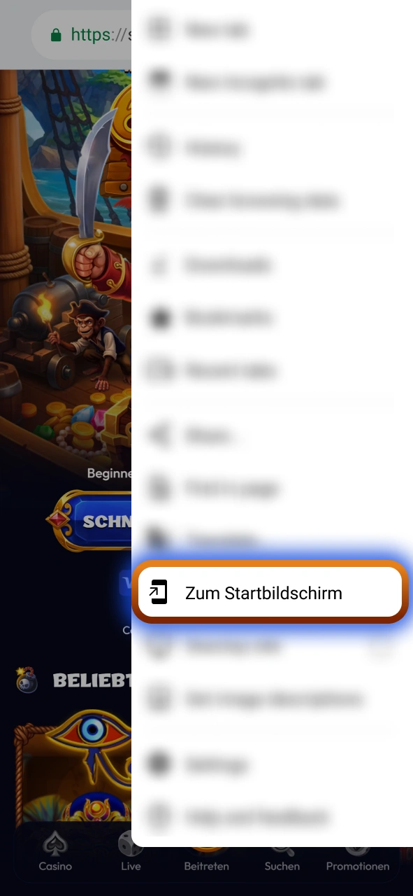 Platzieren Sie das Symbol der Smash App direkt auf Ihrem Android-Startbildschirm.