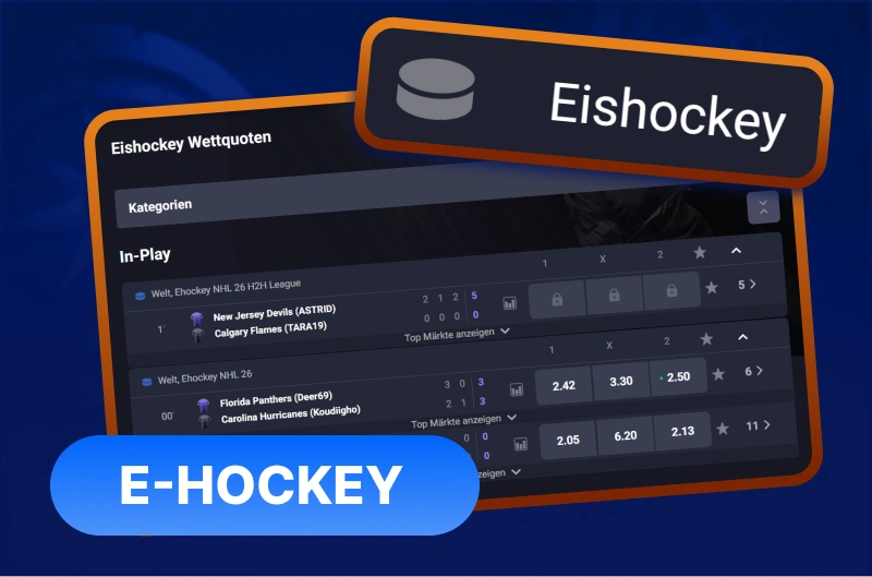 Entdecken Sie moderne E-Hockey-Wettmärkte auf der Smash Plattform.
