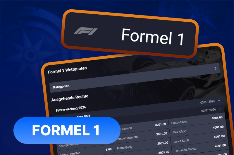 Tippen Sie auf spektakuläre Formel-1-Rennen bei Smash online.