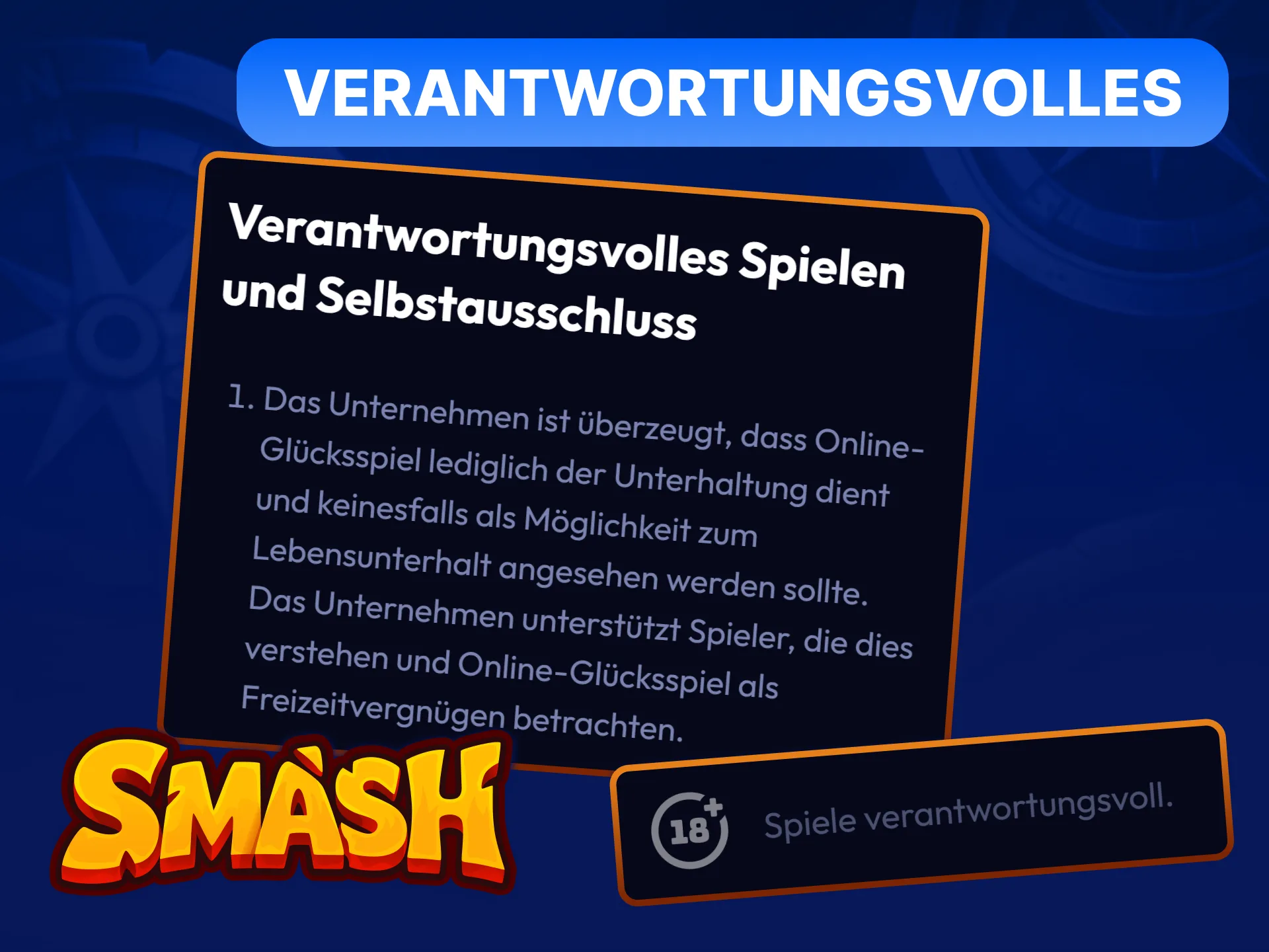 Smash Casino verantwortungsvolles Spielen: Einzahlungslimits, Selbstausschluss und Hilfeangebote für deutsche Spieler.