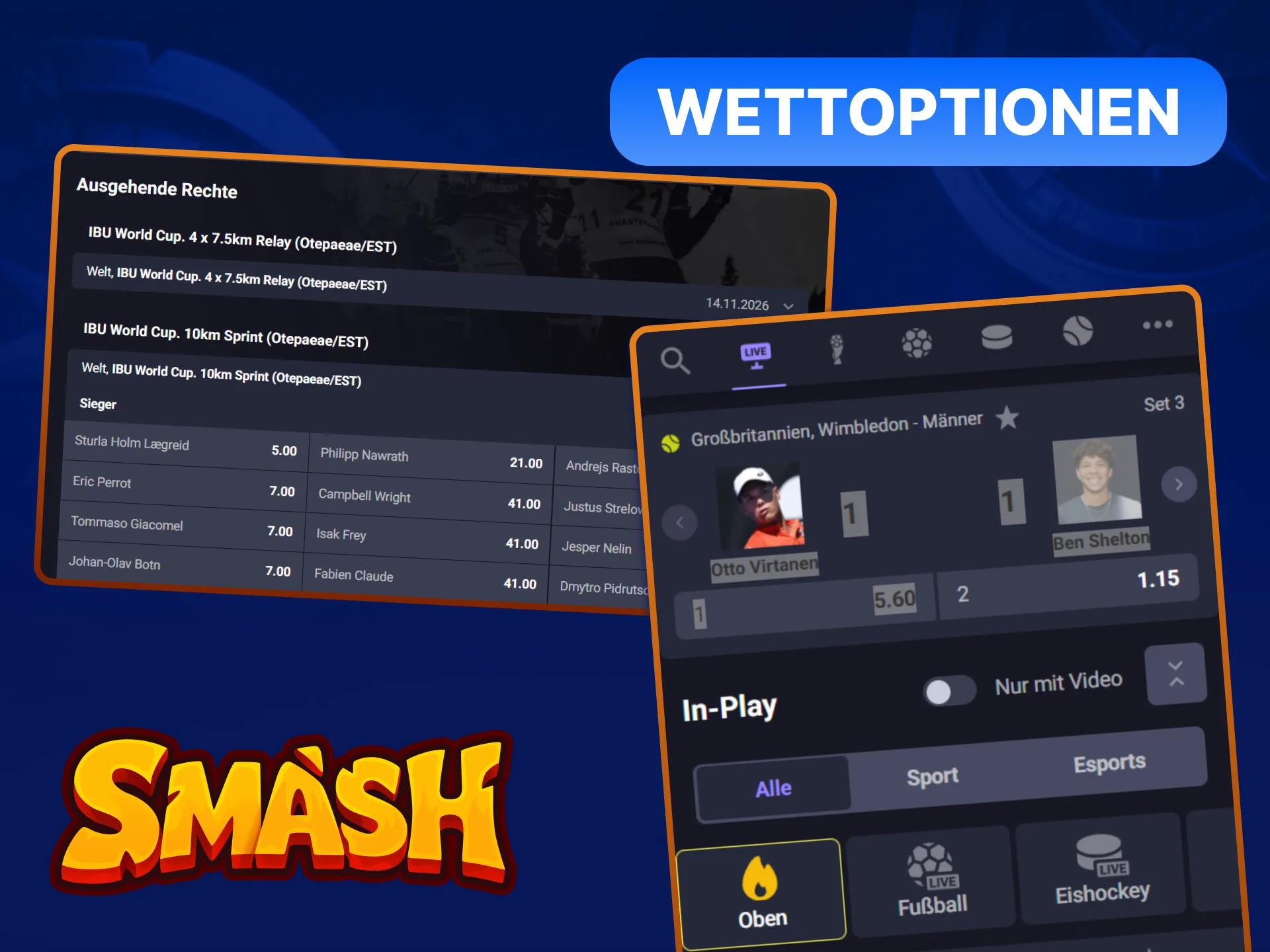 Smash Wettoptionen: Live-, Prematch-, Multi-, Handicap- und Spezialwetten für Einsteiger und Profis im Überblick.