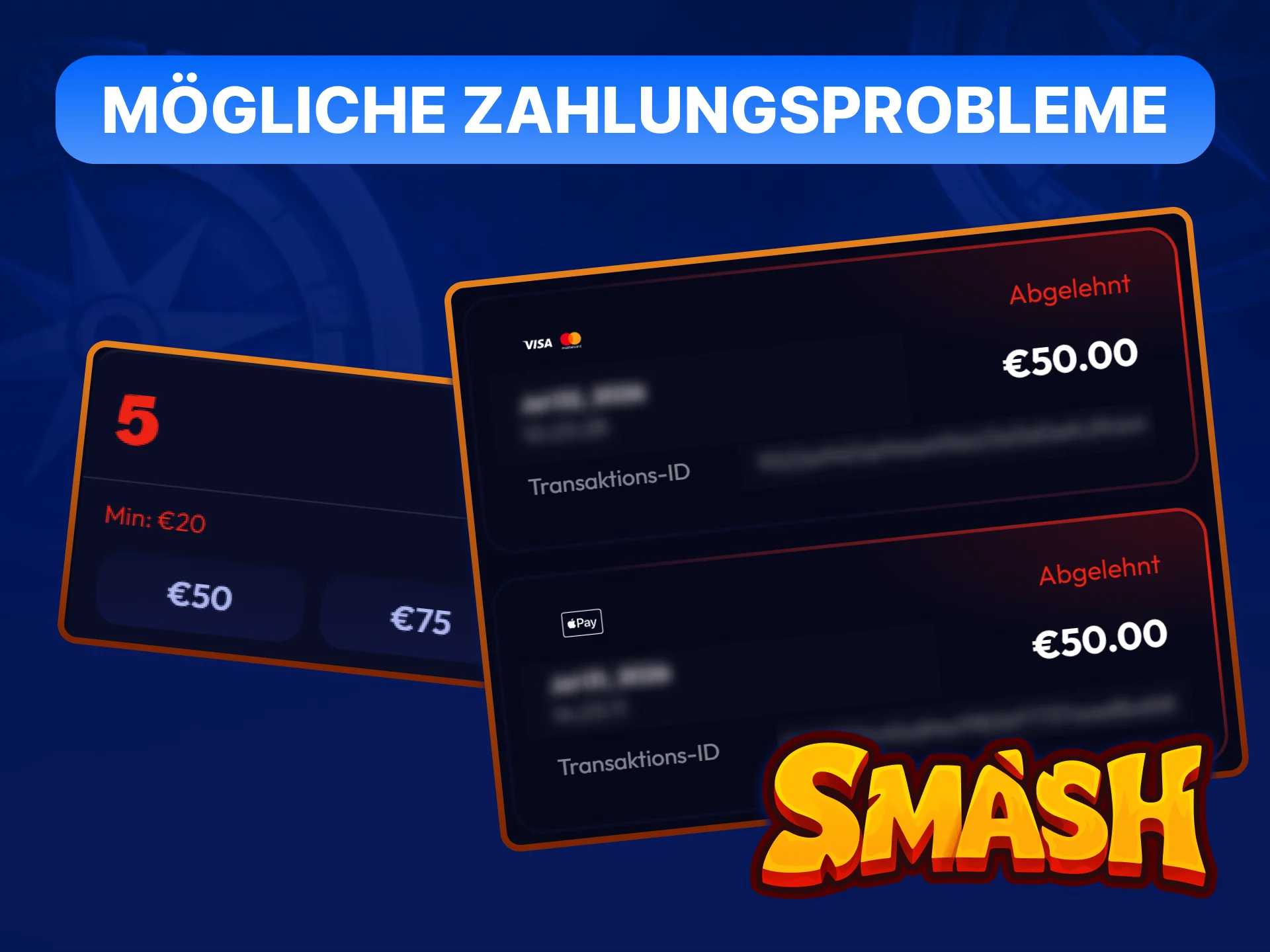 Zahlungsprobleme bei Smash Casino: Lösungen für abgelehnte Karten, Auszahlungen und Krypto.